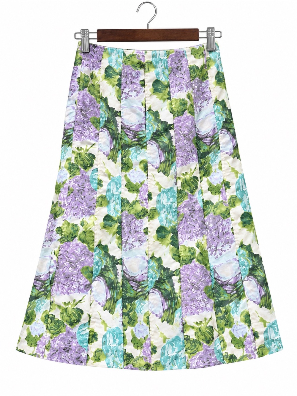 Ann Taylor Floral A-Line Skirt in Lavender, Teal & Green